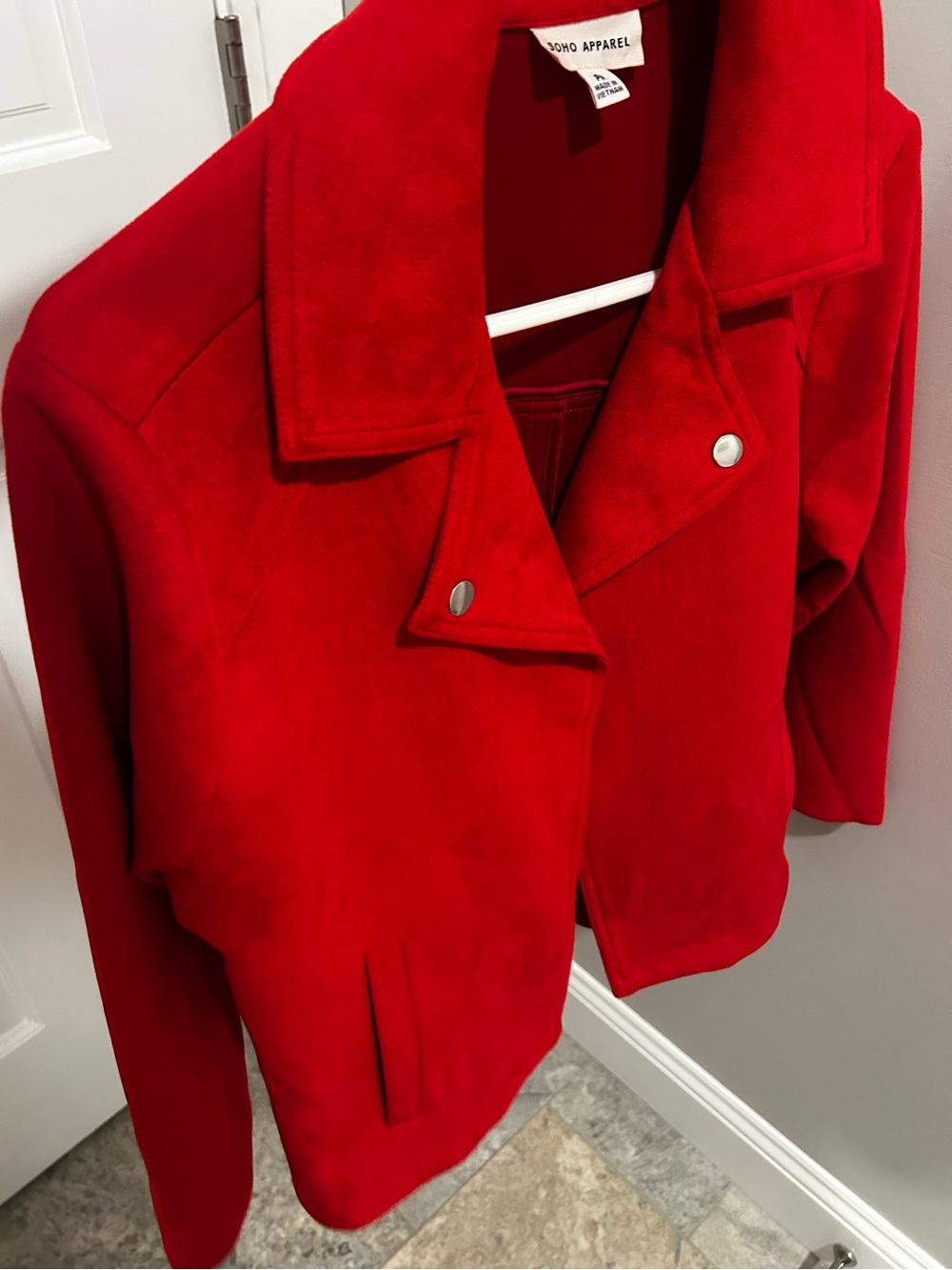 SOHO APPAREL Red Suede-Look Moto Jacket - Women's- excellent condition